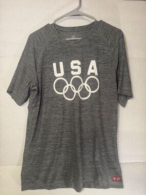 USA Olympic Rings Team Apparel Performance T-Shirt Gray Men's Large